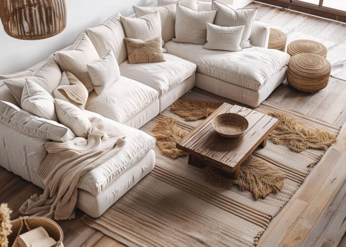 10 inspiracji na urządzenie salonu rustykalnego z jasnymi dodatkami.
