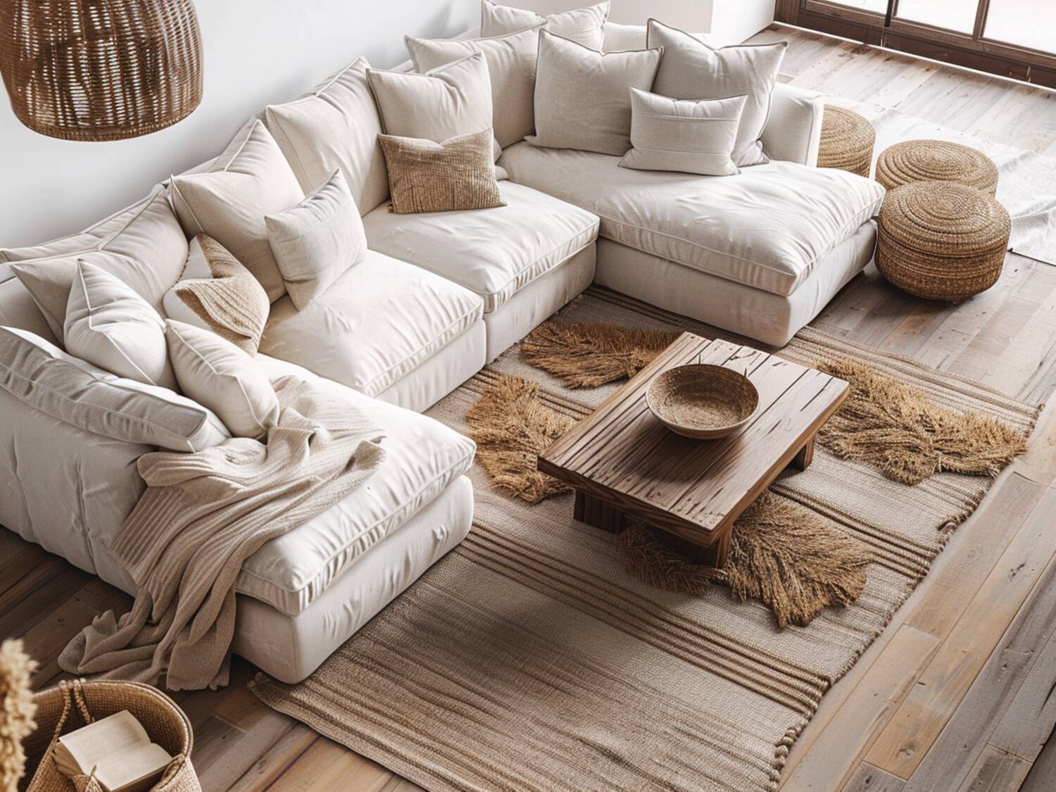 10 inspiracji na urządzenie salonu rustykalnego z jasnymi dodatkami.