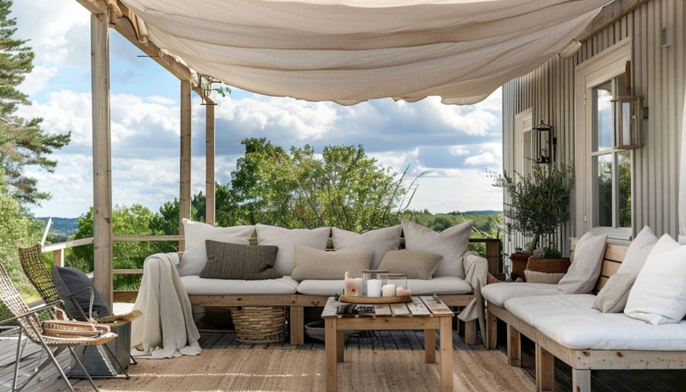 10 inspiracji na urządzenie tarasu w stylu skandynawskim z drewnianymi dodatkami.