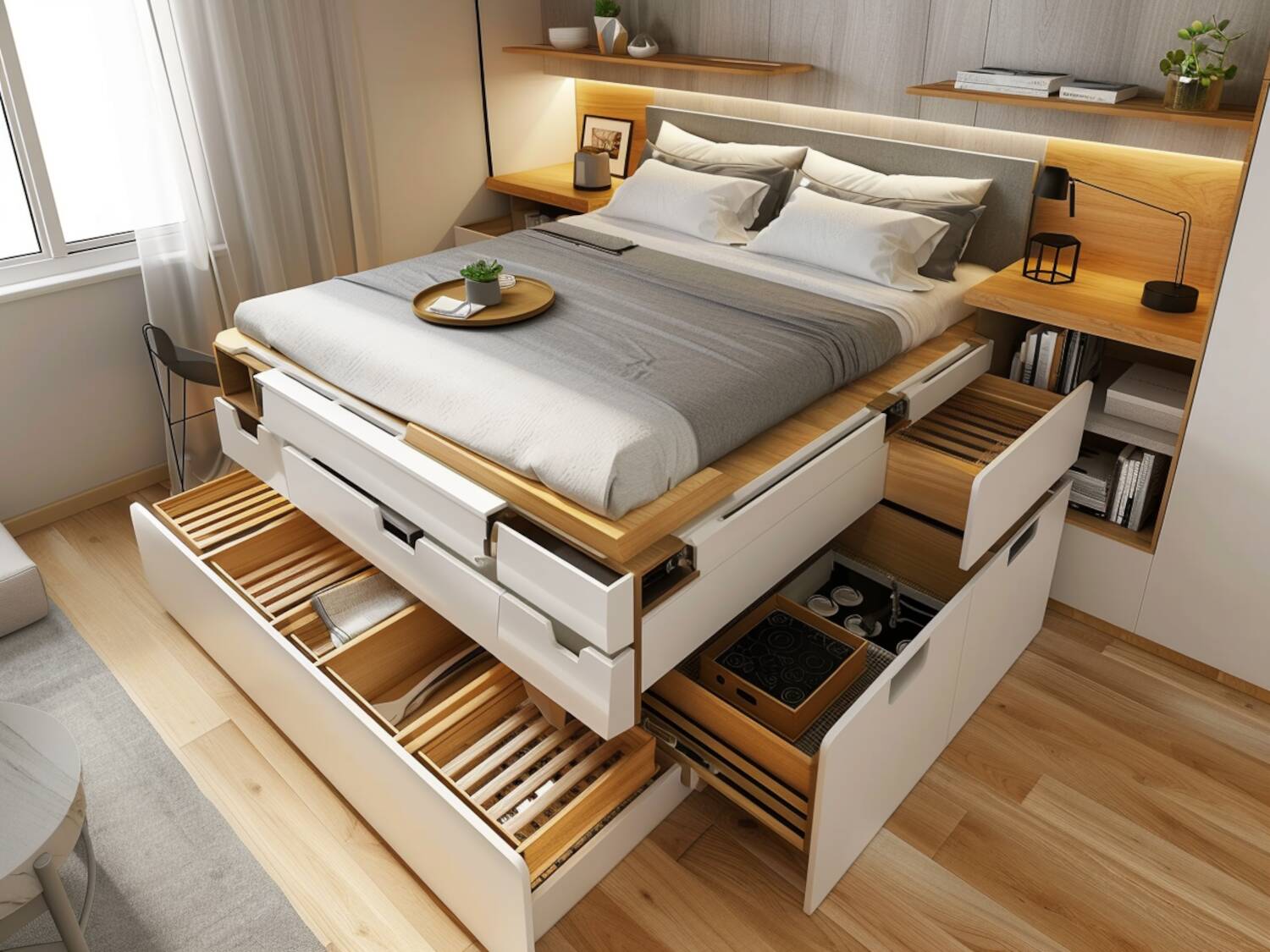 Ranking: Najlepsze łóżka z funkcją przechowywania do kawalerek na 2025 rok.