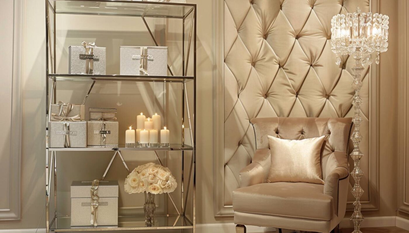 Jakie są kluczowe cechy regałów w stylu glamour?