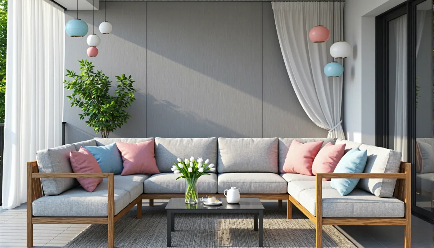 Jak urządzić balkon w stylu glamour z lampami w pastelowych odcieniach?