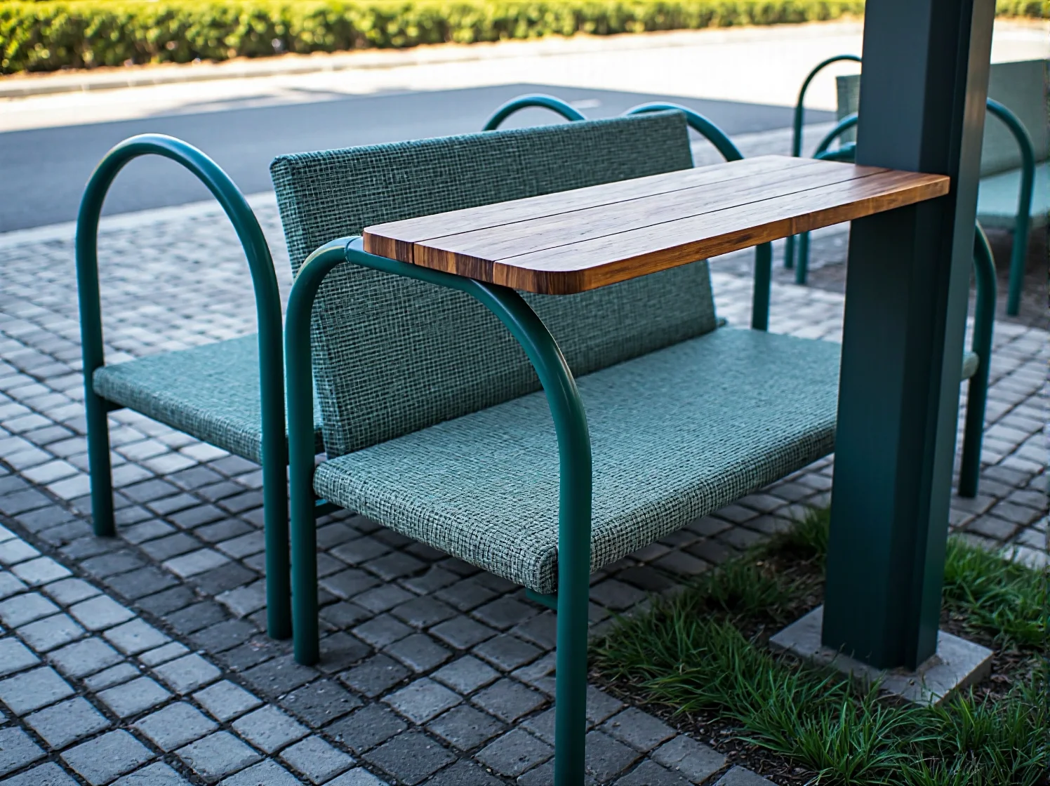 Inkluzywne ławki parkowe dostosowane do potrzeb wszystkich mieszkańców.