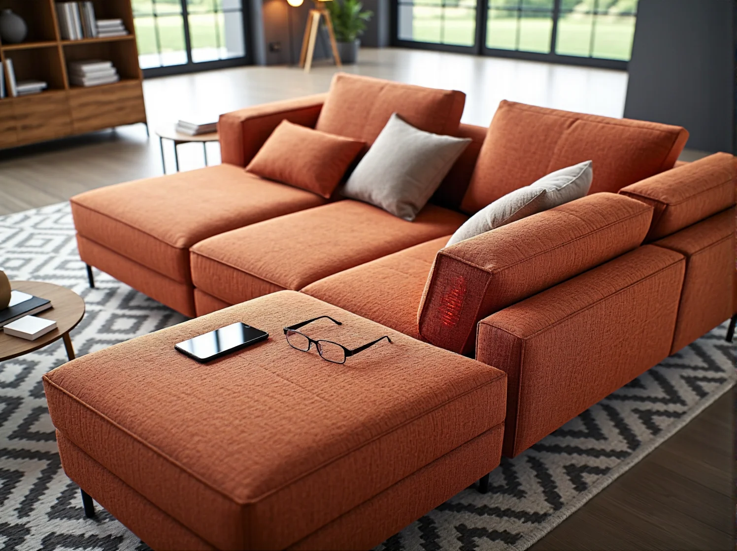 Relaks na ciepłej kanapie z regulacją temperatury w zimowy wieczór.