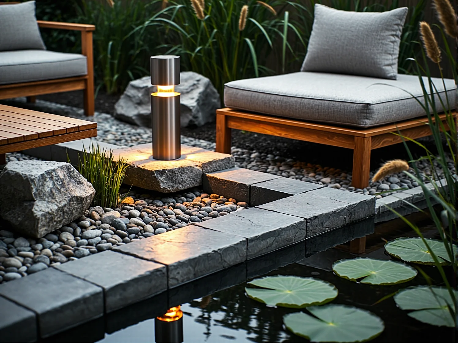 Wodoszczelne lampy podwodne IP68 zanurzone w stawie ogrodowym