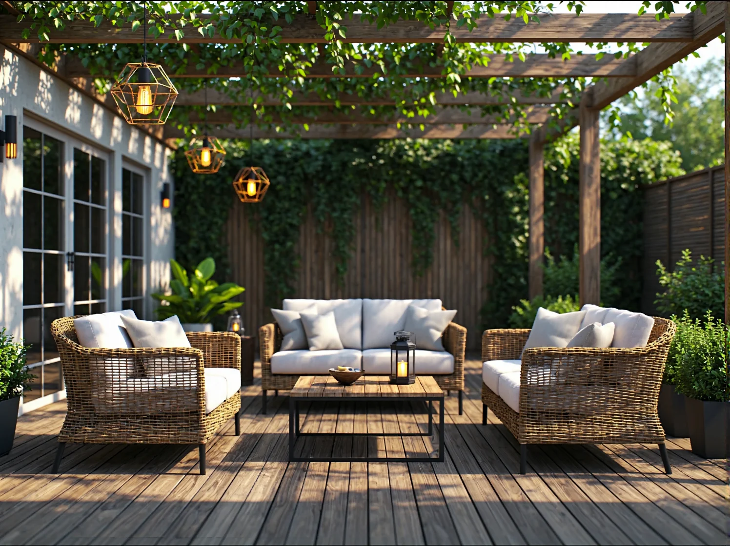 Solarne lampy wbijane w ziemię oświetlające rabaty kwiatowe i tworzące nastrojowy klimat.