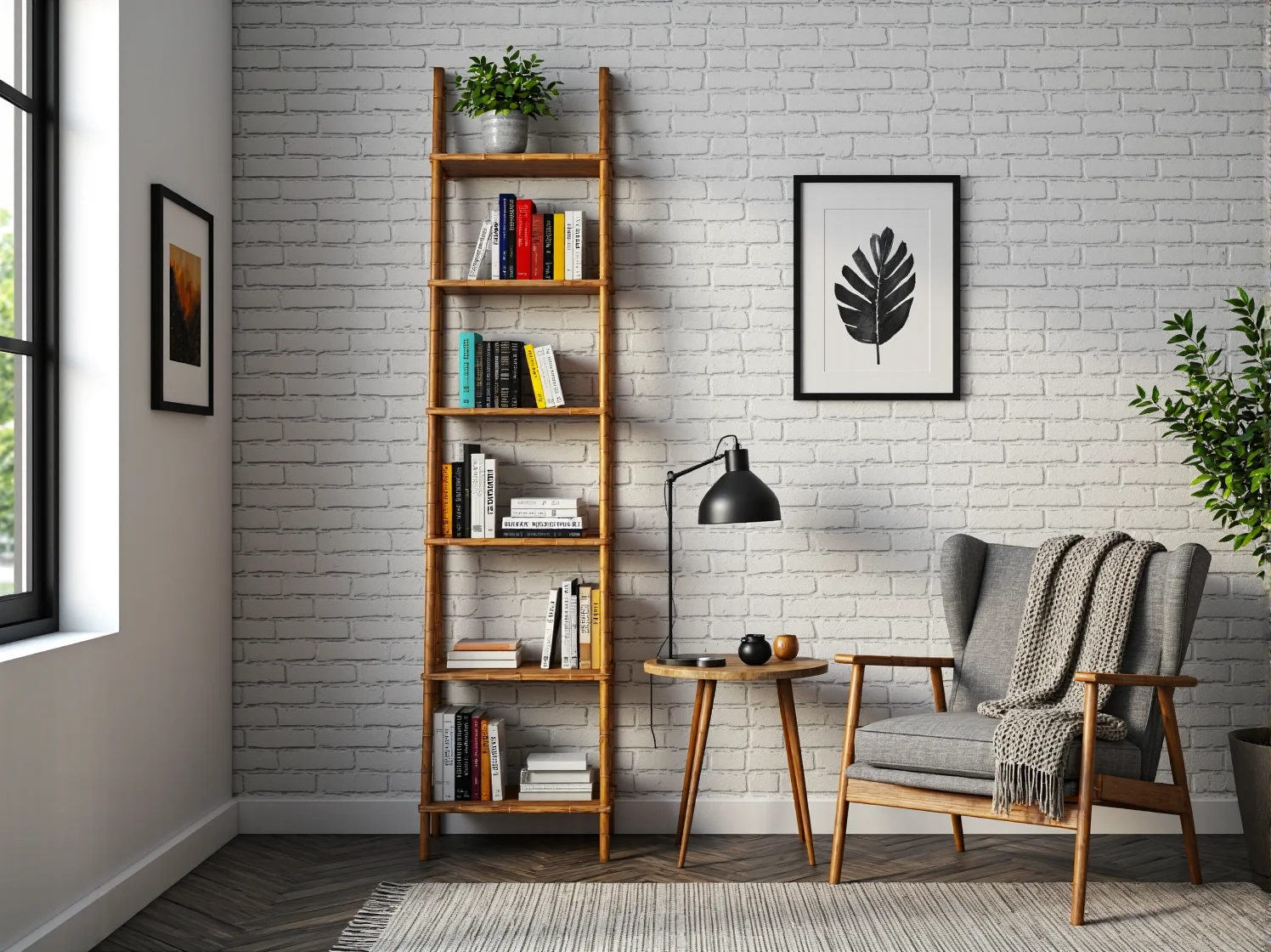 Lekki regał ażurowy jako ścianka działowa w kawalerce