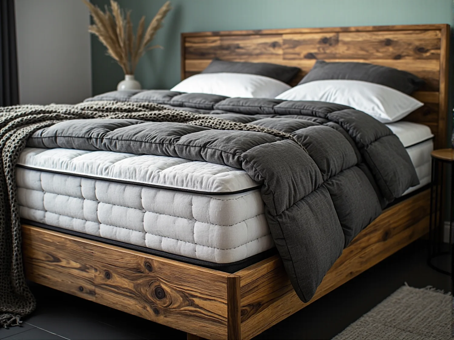 Wąskie wezgłowie łóżka kontynentalnego oszczędzające miejsce w sypialni