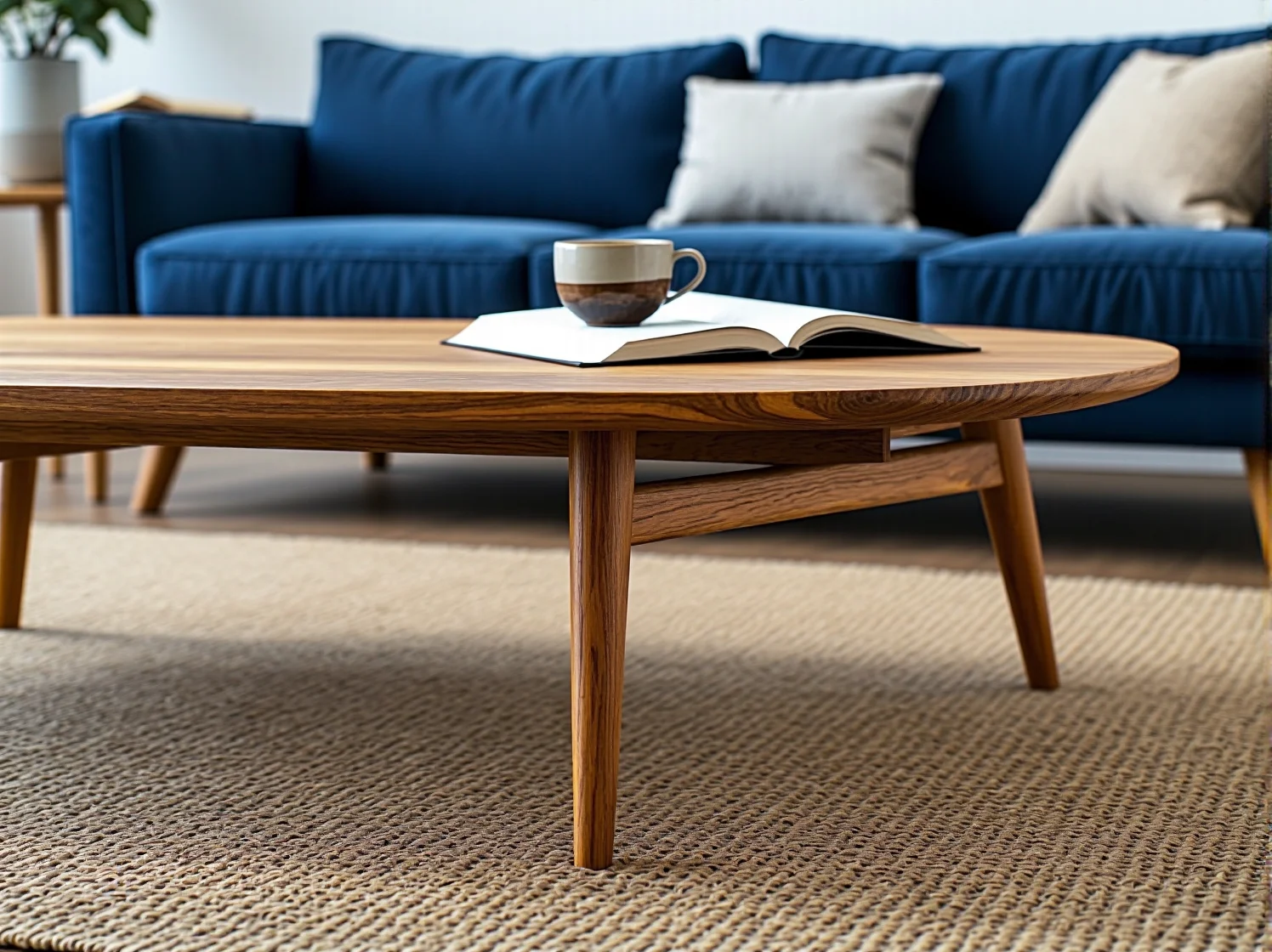 Odnowiona komoda vintage z drewna tekowego ukazująca kunszt rzemiosła