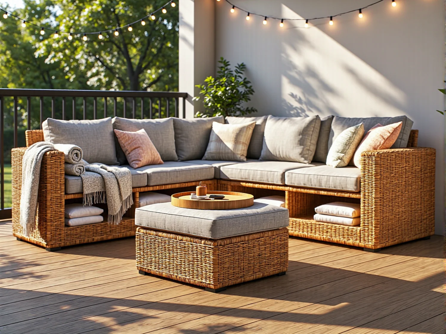 Pionowy ogród na ścianie balkonu zioła i kwiaty w wiszących doniczkach oszczędzające miejsce.