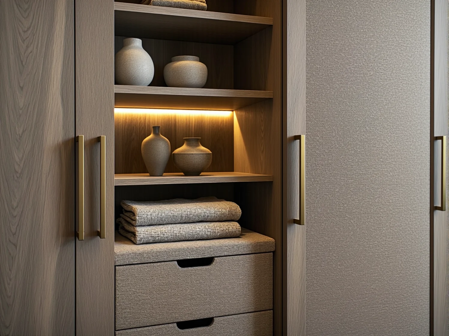 Szafa pod sufit zabudowana we wnęce maksymalizująca przestrzeń do przechowywania