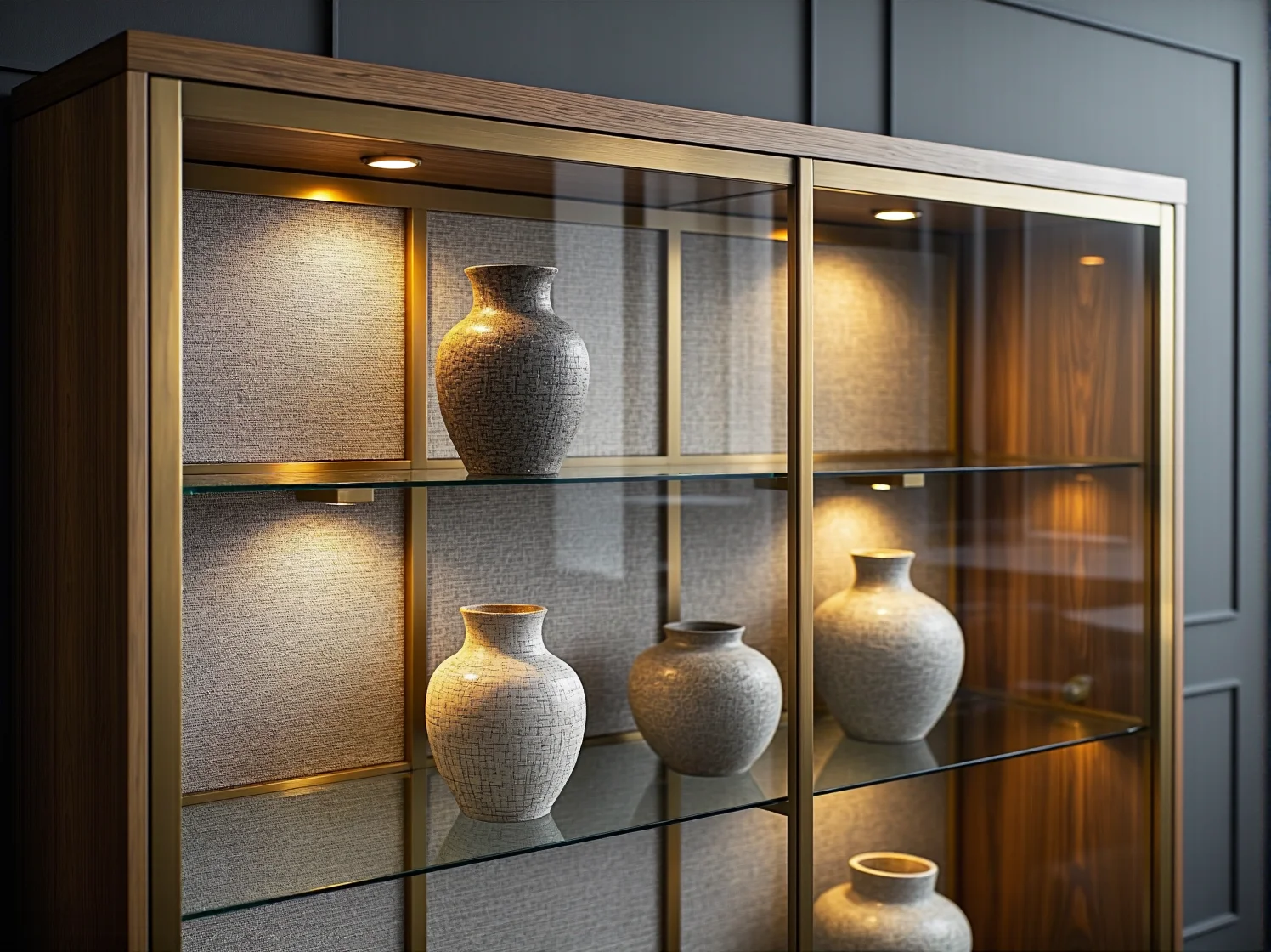 Wnętrze szafy z systemem automatycznego oświetlenia o wysokim współczynniku CRI.