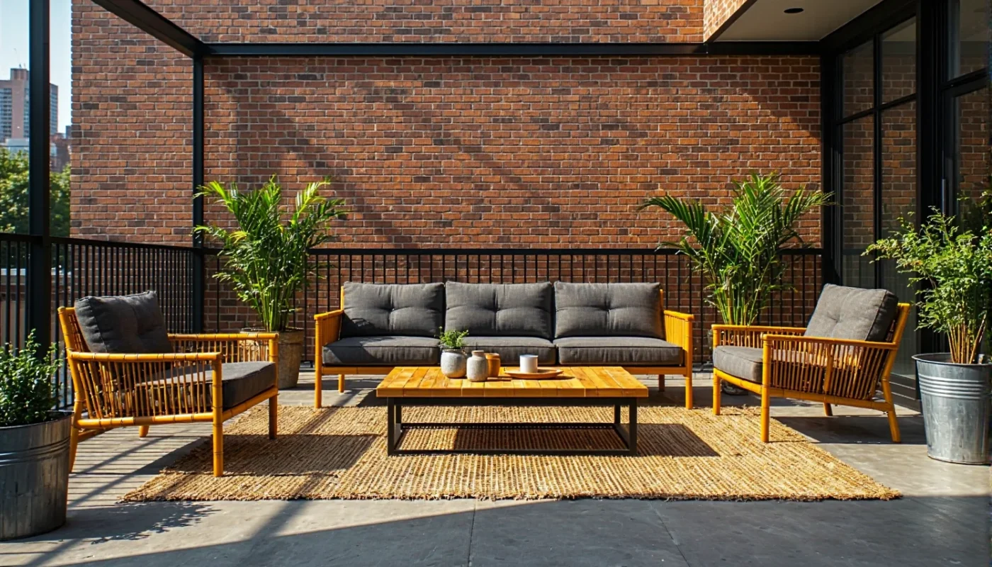 10 inspiracji na urządzenie tarasu w stylu industrialnym z meblami z bambusa
