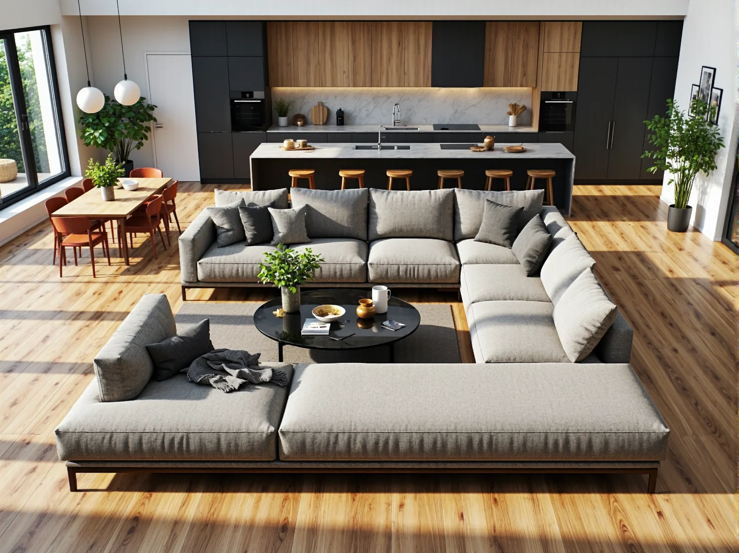 Plamoodporna tkanina na narożniku idealna do salonu połączonego z aneksem kuchennym