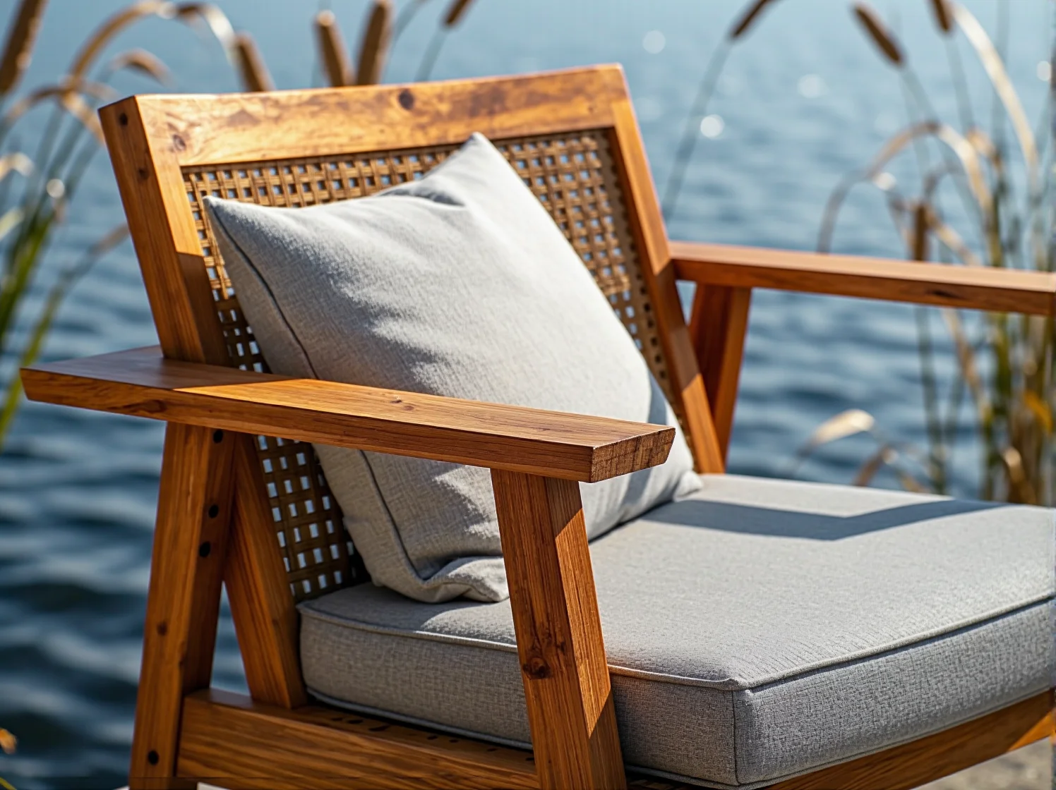 Wodoodporne leżaki ogrodowe z aluminium i textilene idealne na pomost lub plażę nad jeziorem.