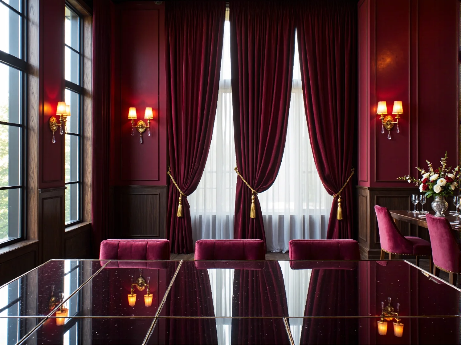 Detale wystroju sali glamour: oświetlenie, zastawa stołowa i eleganckie dodatki